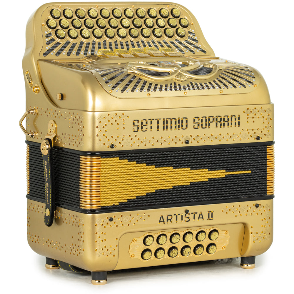 Settimio Soprani Artista II Ultra Compacto Acordeon 5 Registros Fa Oro y Negro