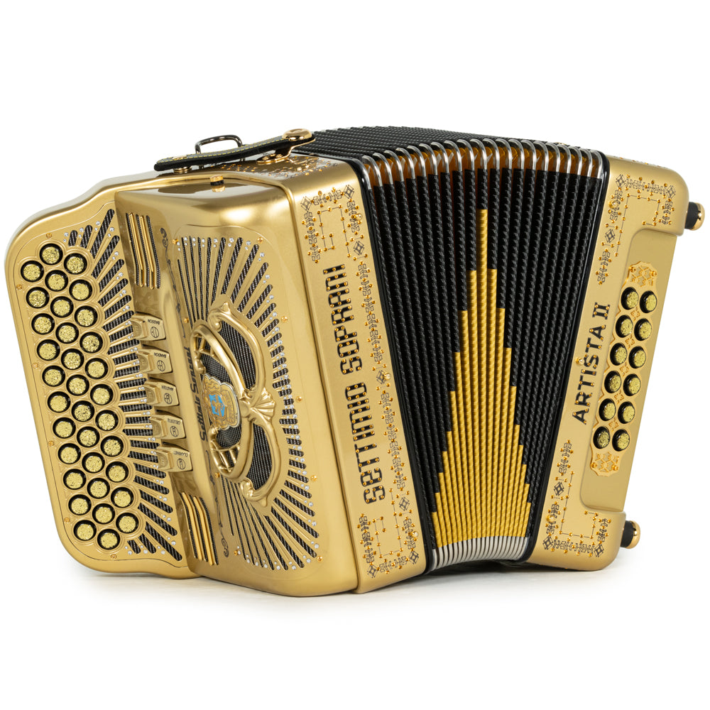Settimio Soprani Artista II Acordeon 5 Registros Sol Dorado con Negro
