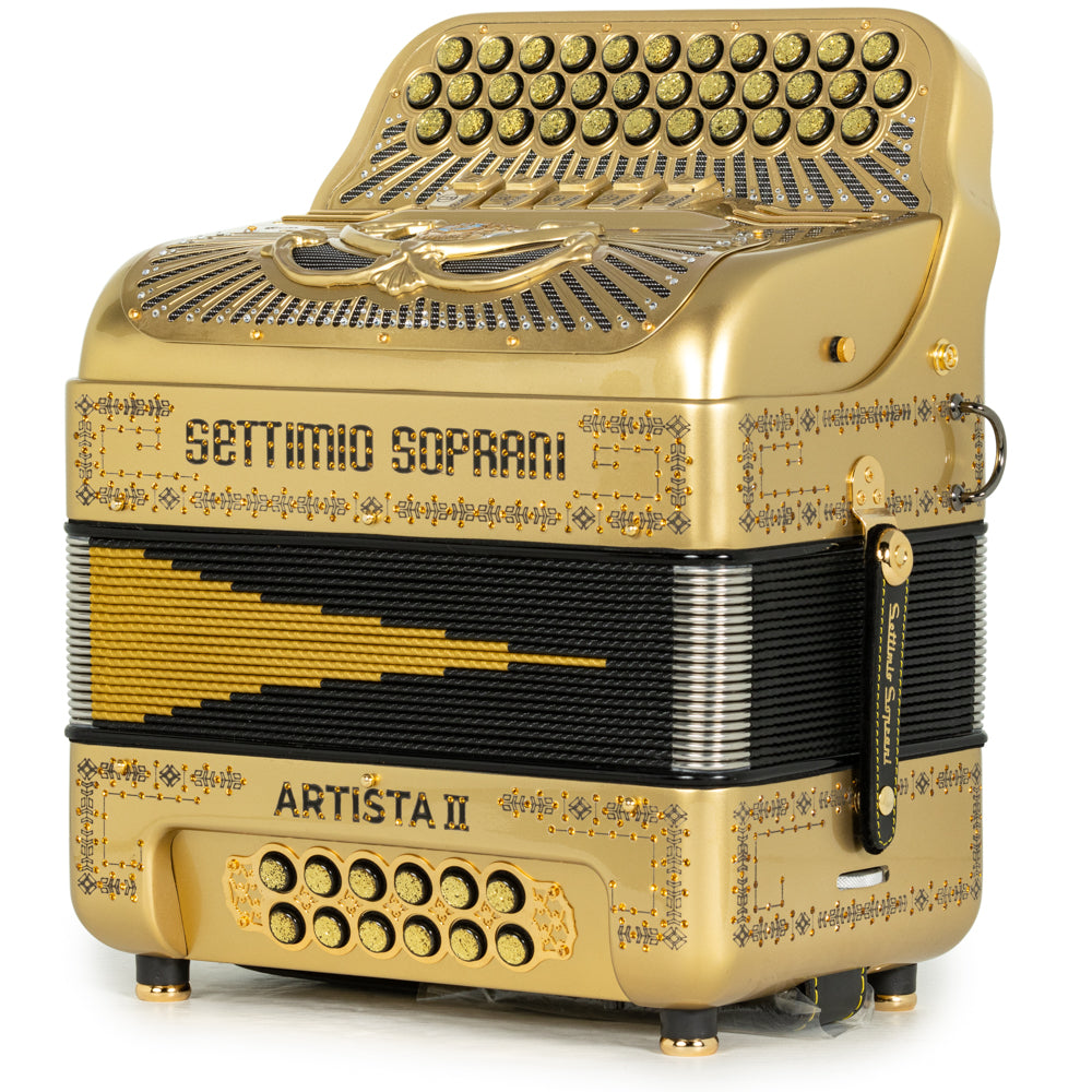 Settimio Soprani Artista II Acordeon 5 Registros Sol Dorado con Negro