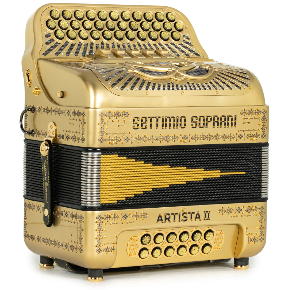 Settimio Soprani Artista II Acordeon 5 Registros Sol Dorado con Negro
