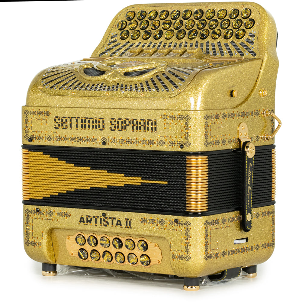 Settimio Soprani Artista II Acordeon 5 Registros Fa Brillo Dorado con Negro