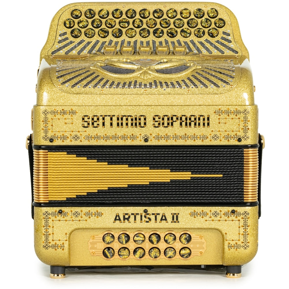 Settimio Soprani Artista II Acordeon 5 Registros Fa Brillo Dorado con Negro