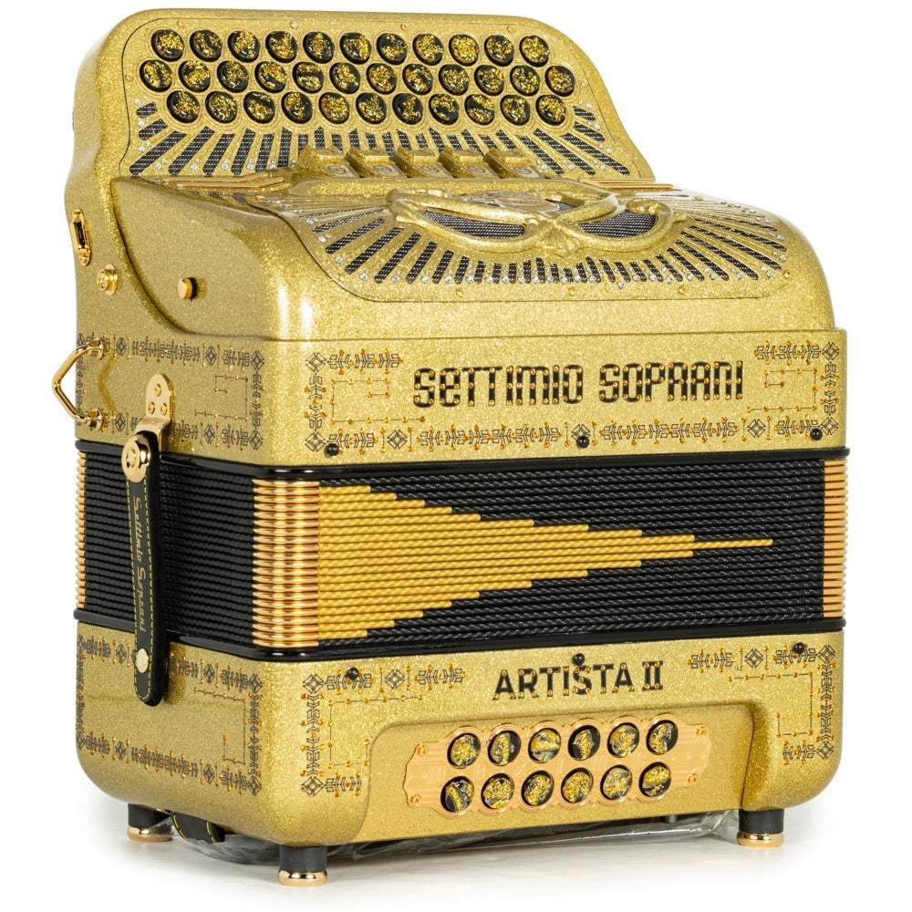 Settimio Soprani Artista II Acordeon 5 Registros Fa Brillo Dorado con Negro