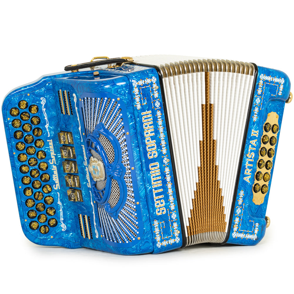 Settimio Soprani Artista II Acordeon Fa Olas Azules con Blanco y Oro