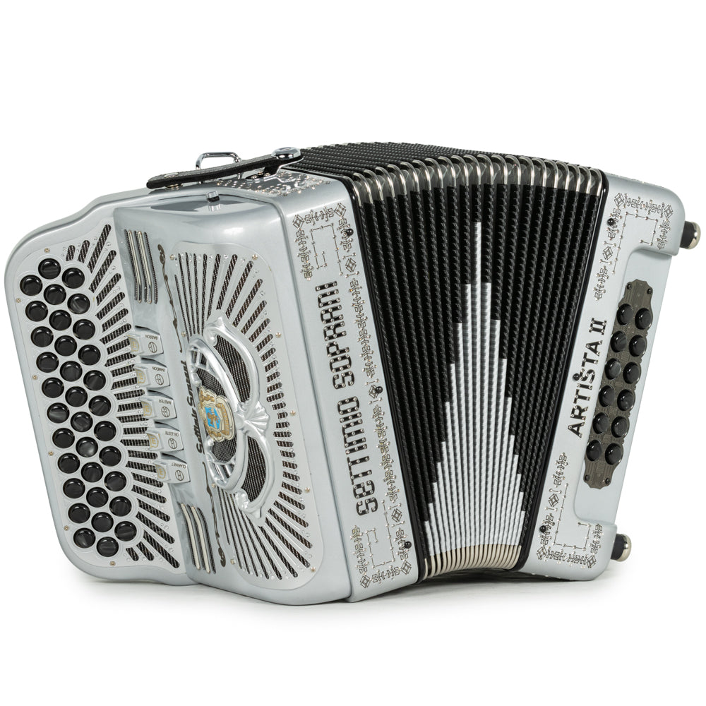 Settimio Soprani Artista II Acordeon 5 Registros Fa Plata con Negro