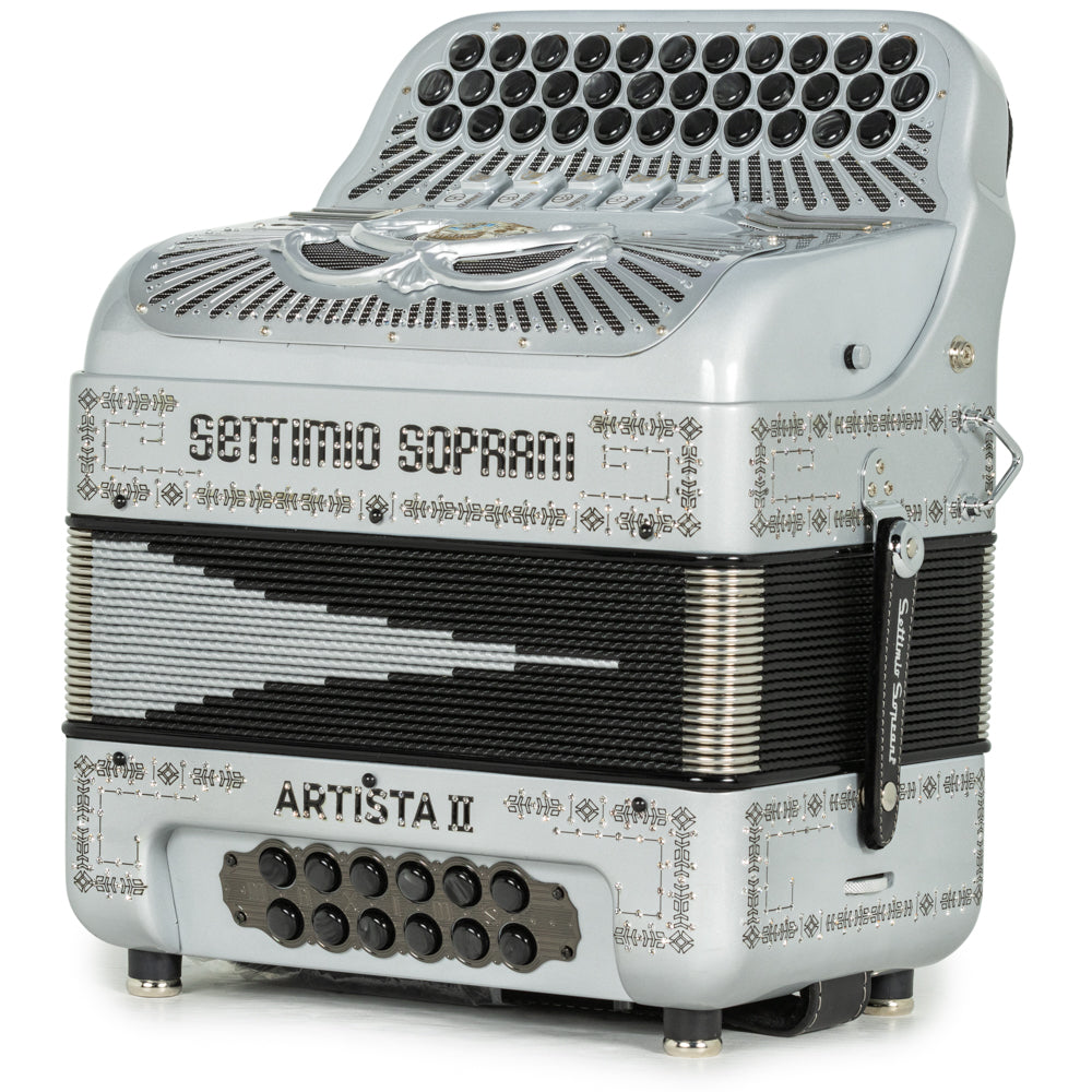 Settimio Soprani Artista II Acordeon 5 Registros Fa Plata con Negro