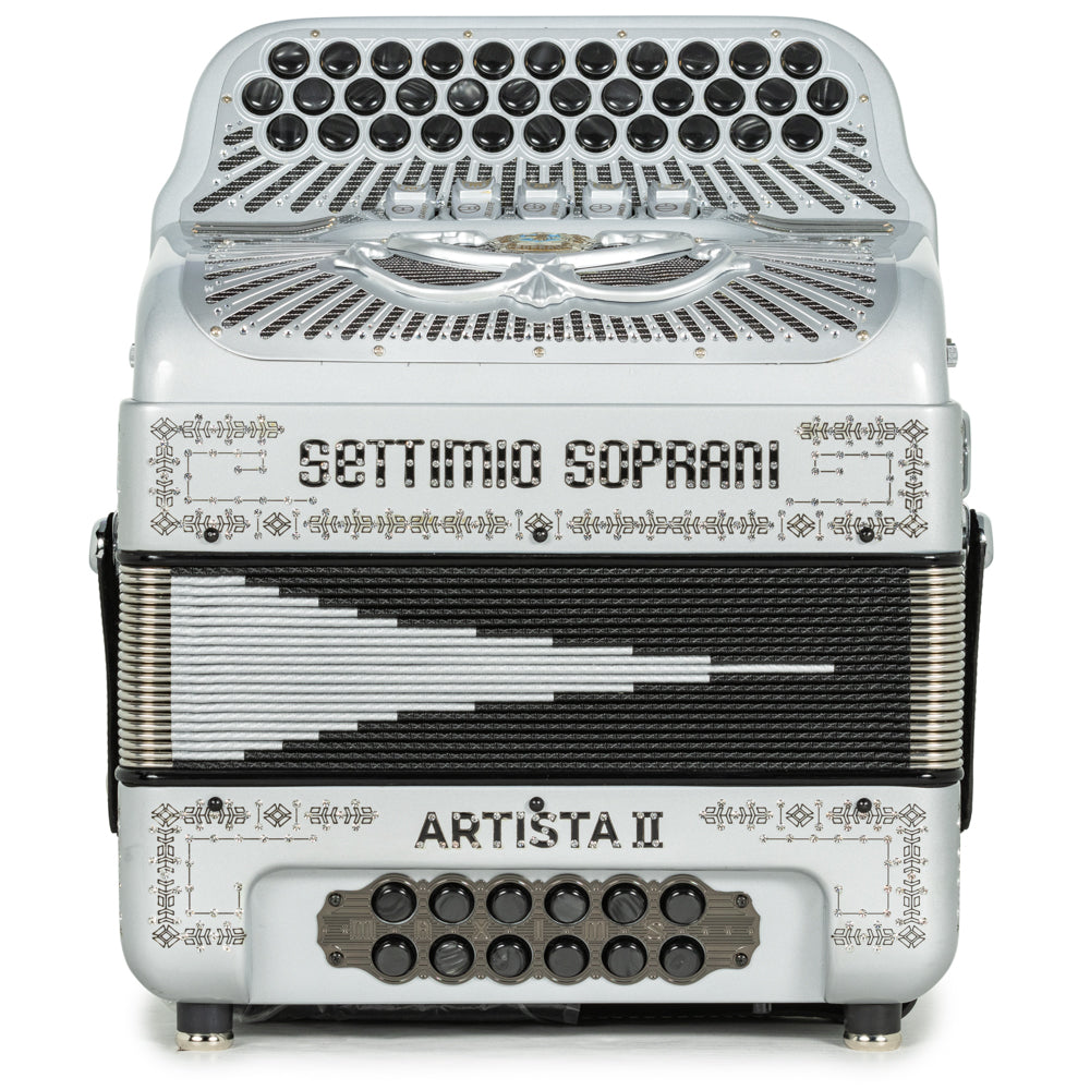 Settimio Soprani Artista II Acordeon 5 Registros Fa Plata con Negro