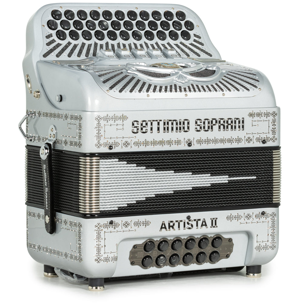 Settimio Soprani Artista II Acordeon 5 Registros Fa Plata con Negro