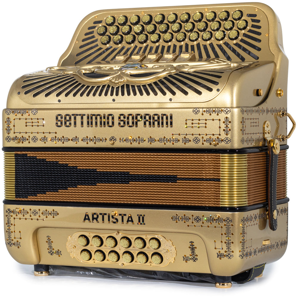 Settimio Soprani Artista II Ultra Compacto Acordeon 5 Registros Fa Oro y Negro