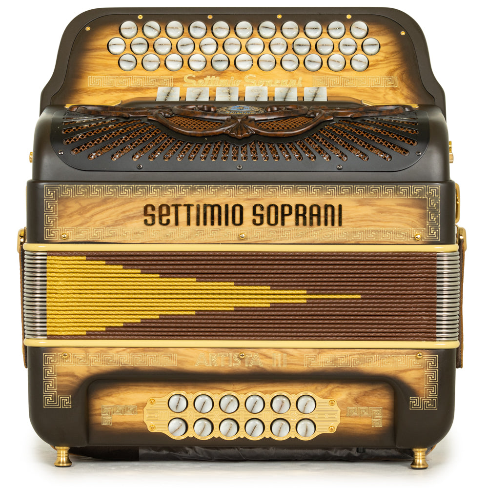 Settimio Soprani Artista III Acordeon 6 Registros Fa-Mi Madera Oscura Mate y Oro