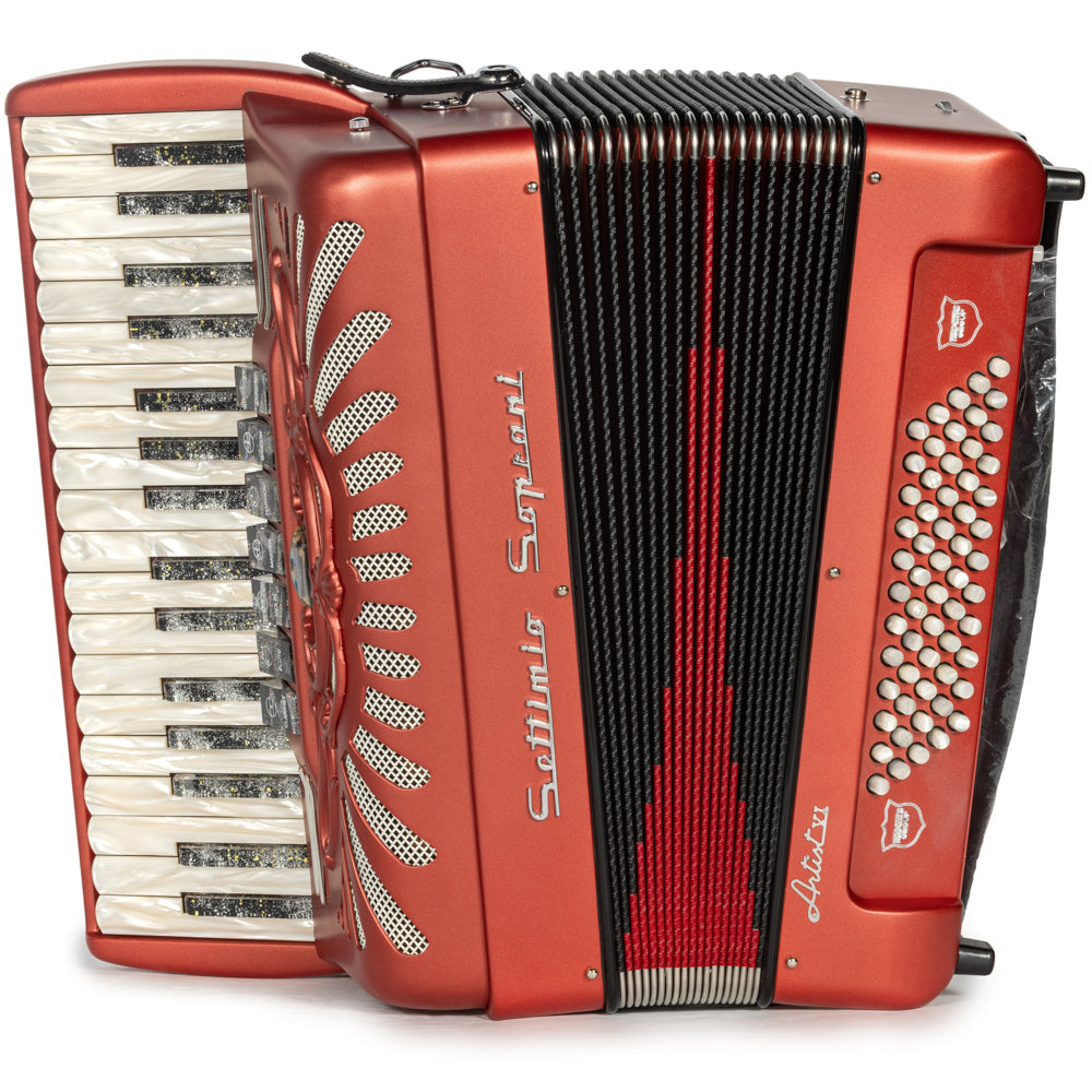 Settimio Soprani Artista Piano Accordion 7 Switch Matte Red Hermes Music Accordion Pro Shop