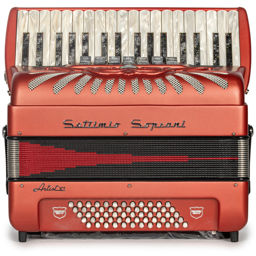 Settimio Soprani Artista Piano Accordion 7 Switch Matte Red Hermes Music Accordion Pro Shop
