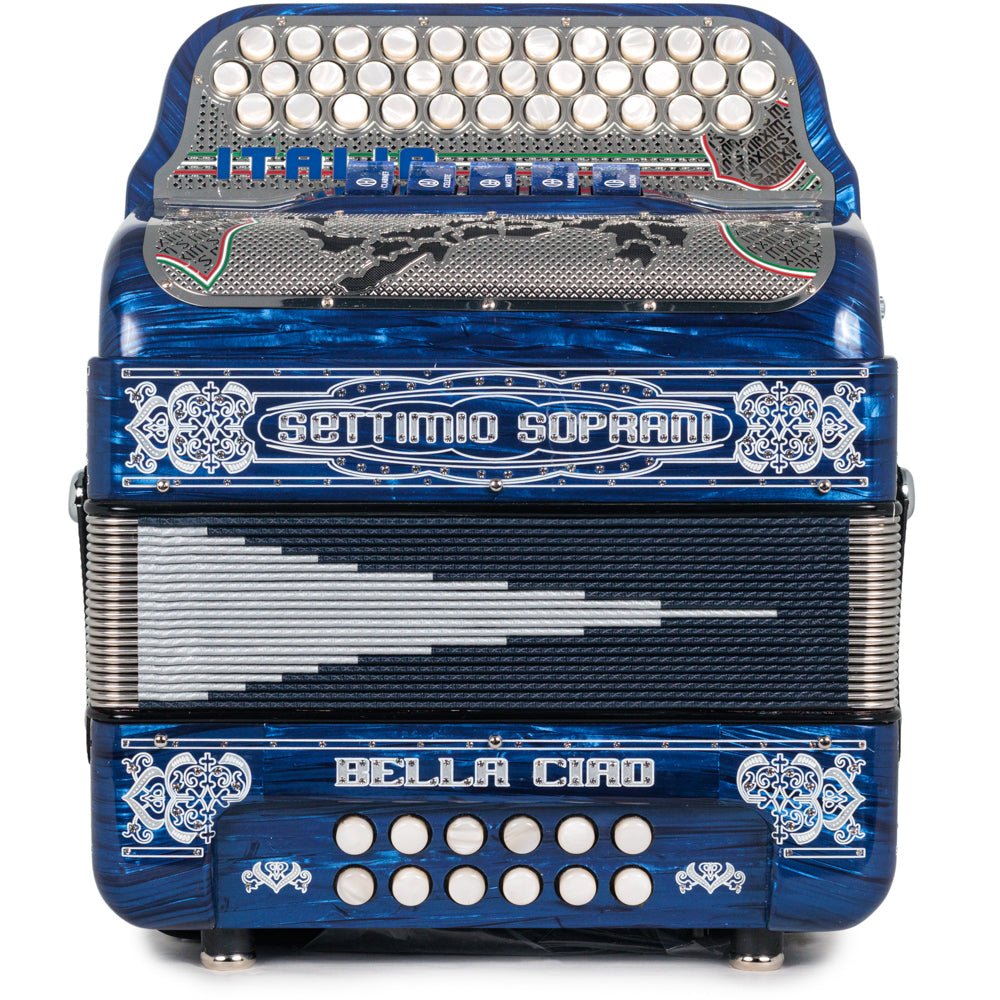 Settimio Soprani Bella Ciao II Ultra Compacto Acordeon 5 Registros Fa Azul con Cromo