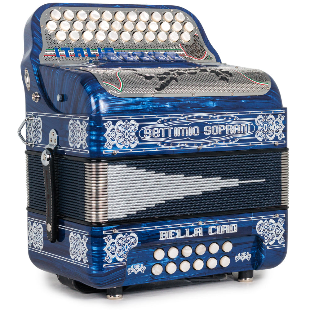 Settimio Soprani Bella Ciao II Ultra Compacto Acordeon 5 Registros Fa Azul con Cromo