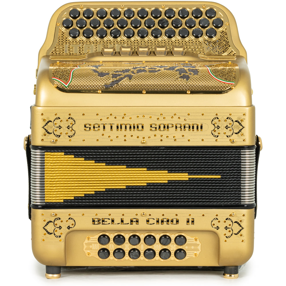 Settimio Soprani Bella Ciao II Ultra Compacto Acordeon 5 Registros Fa in Matte Oro