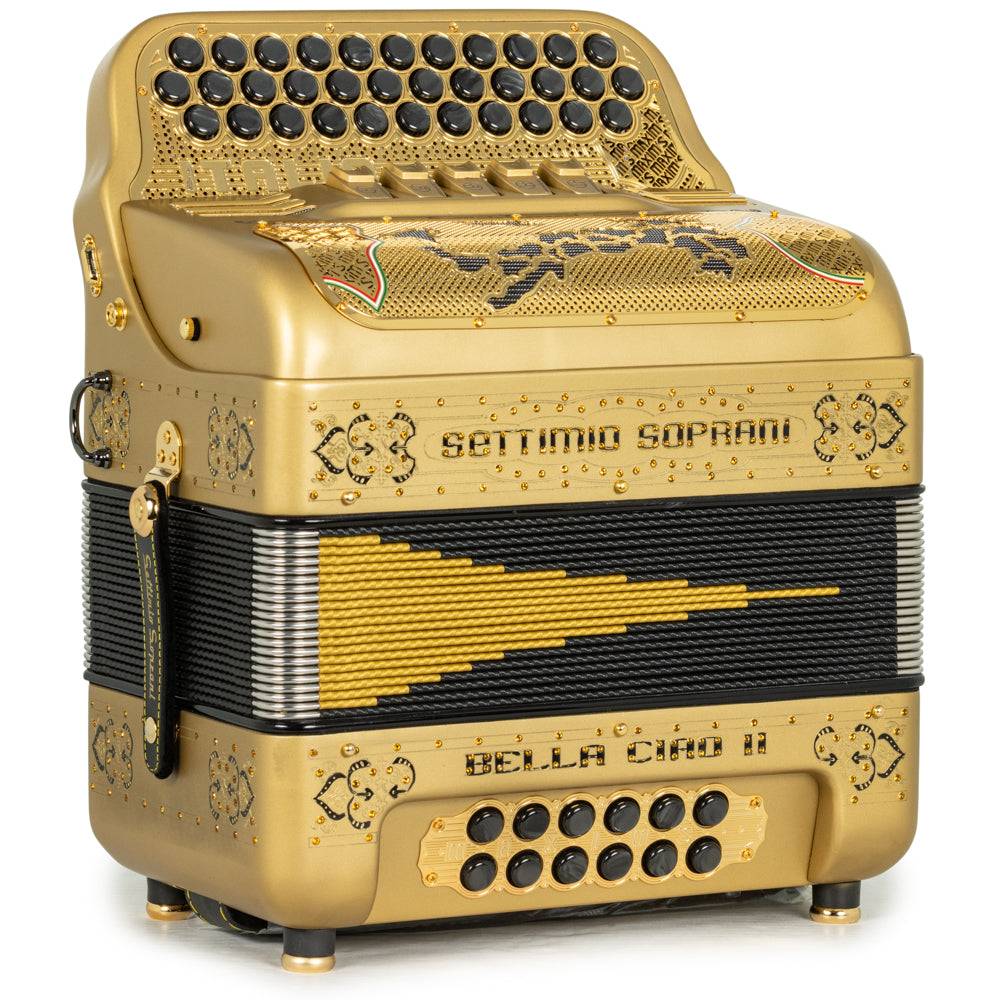 Settimio Soprani Bella Ciao II Ultra Compacto Acordeon 5 Registros Fa in Matte Oro