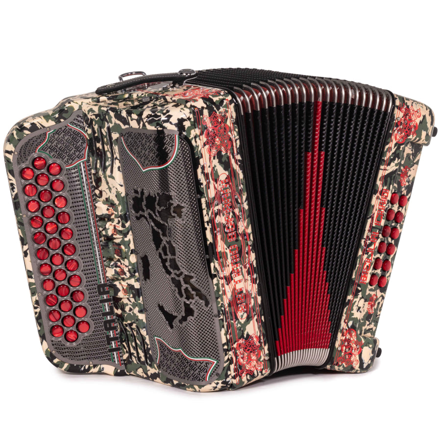 Settimio Soprani Bella Ciao Acordeon 5 Registros GCF Militar Rojo
