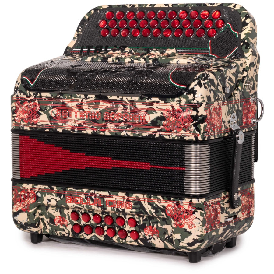 Settimio Soprani Bella Ciao Acordeon 5 Registros GCF Militar Rojo