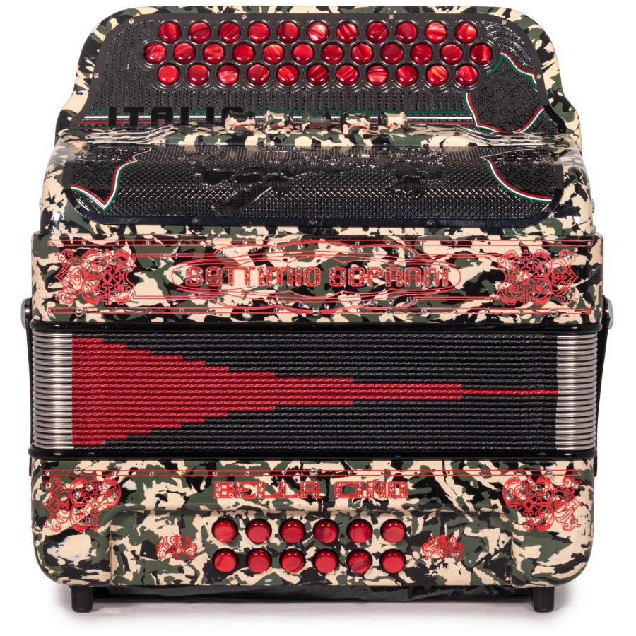 Settimio Soprani Bella Ciao Acordeon 5 Registros GCF Militar Rojo