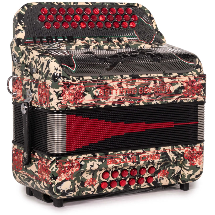 Settimio Soprani Bella Ciao Acordeon 5 Registros GCF Militar Rojo
