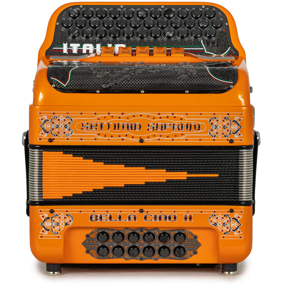 Settimio Soprani Bella Ciao II Ultra Compacto Acordeon 5 Registros Mi Naranja y Negro