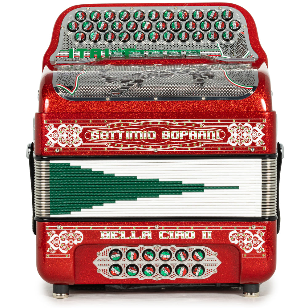 Settimio Soprani Bella Ciao II Acordeon Fa Brillo Rojo con Blanco