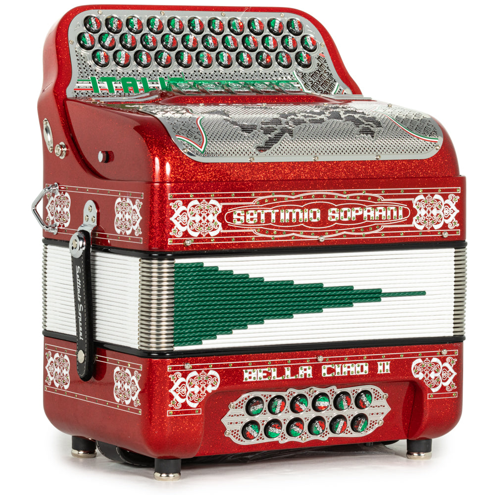 Settimio Soprani Bella Ciao II Acordeon Fa Brillo Rojo con Blanco