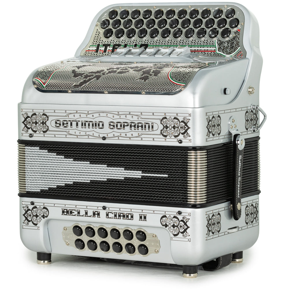 Settimio Soprani Bella Ciao II Ultra Compacto Acordeon 5 Registros Fa Plata y Negro