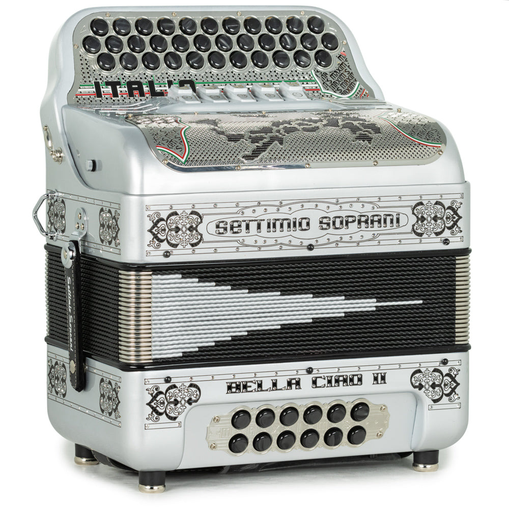 Settimio Soprani Bella Ciao II Ultra Compacto Acordeon 5 Registros Fa Plata y Negro