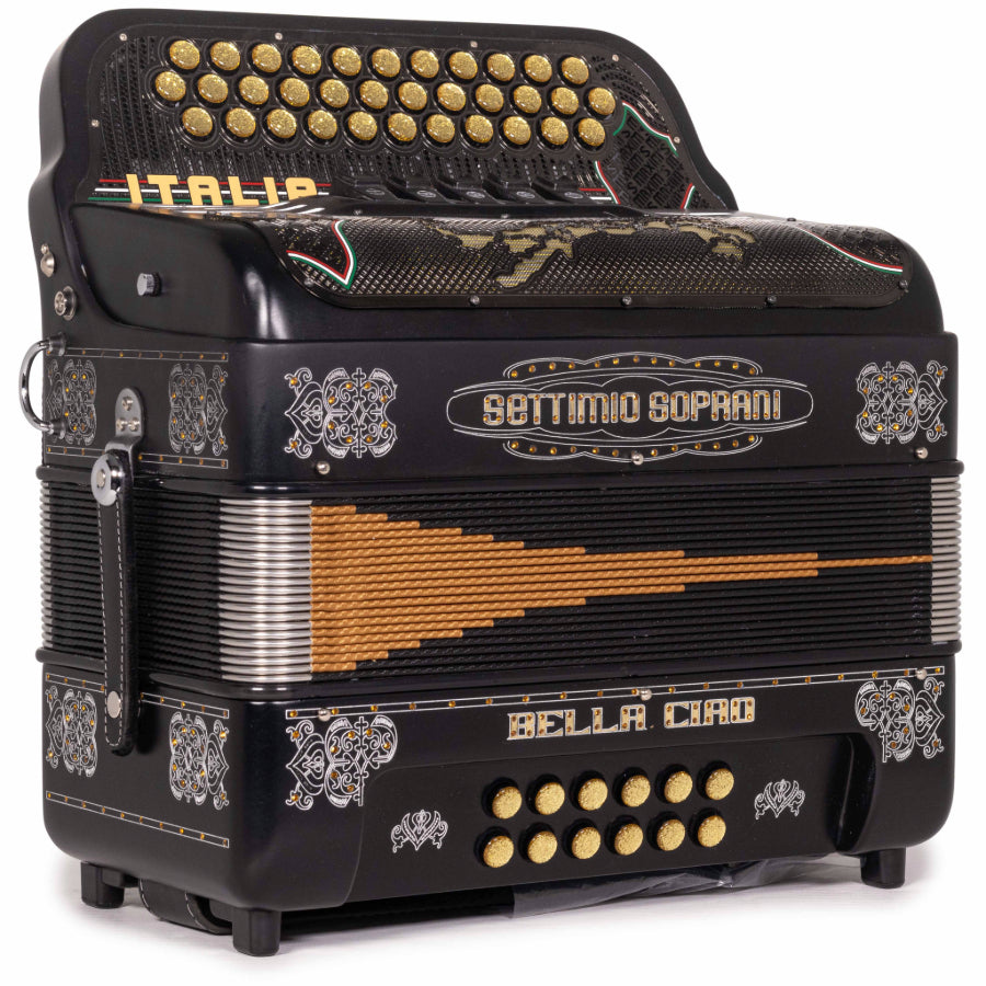 Settimio Soprani Bella Ciao II Ultra Compacto Acordeon 5 Registros Fa Matte Negro con Plata