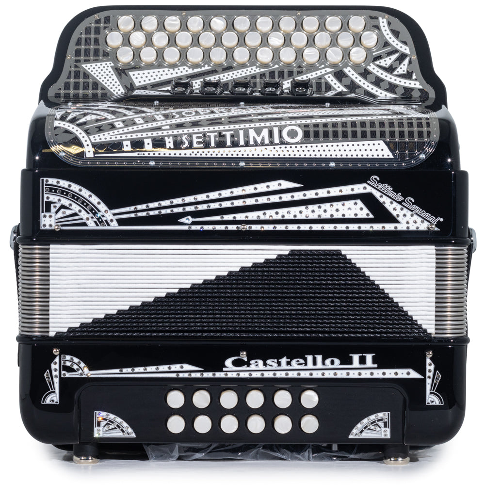 Settimio Soprani Castello II Acordeon 5 Registros Fa Negro y Plata