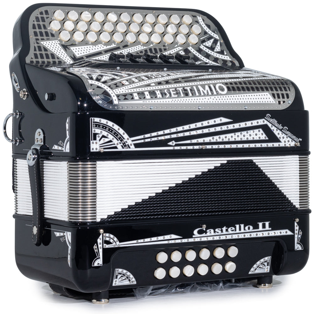Settimio Soprani Castello II Acordeon 5 Registros Fa Negro y Plata