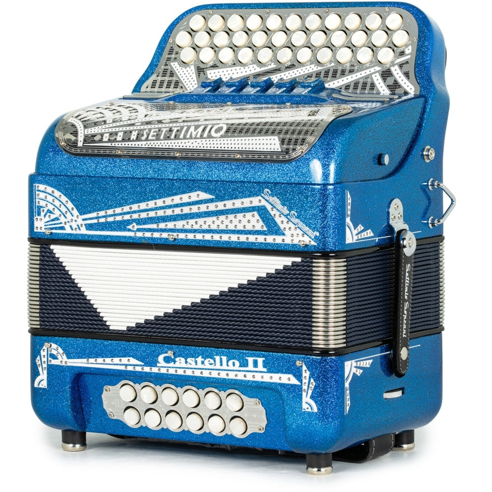 Settimio Soprani Castello II Ultra Compacto Acordeon 5 Registros Sol Brillo Azul y Blanco
