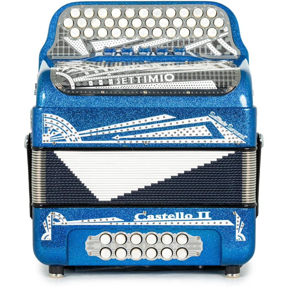 Settimio Soprani Castello II Ultra Compacto Acordeon 5 Registros Sol Brillo Azul y Blanco