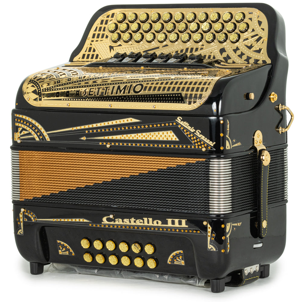 Settimio Soprani Castello III Acordeon 6 Registros Fa-Mi Negro y Oro