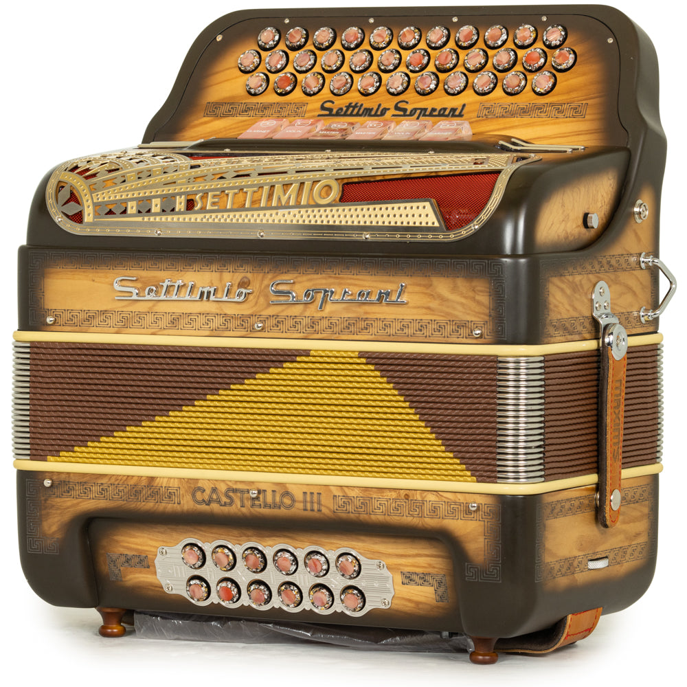 Settimio Soprani Castello III Acordeon 6 Registros Fa-Mi Madera Oscura Mate y Oro