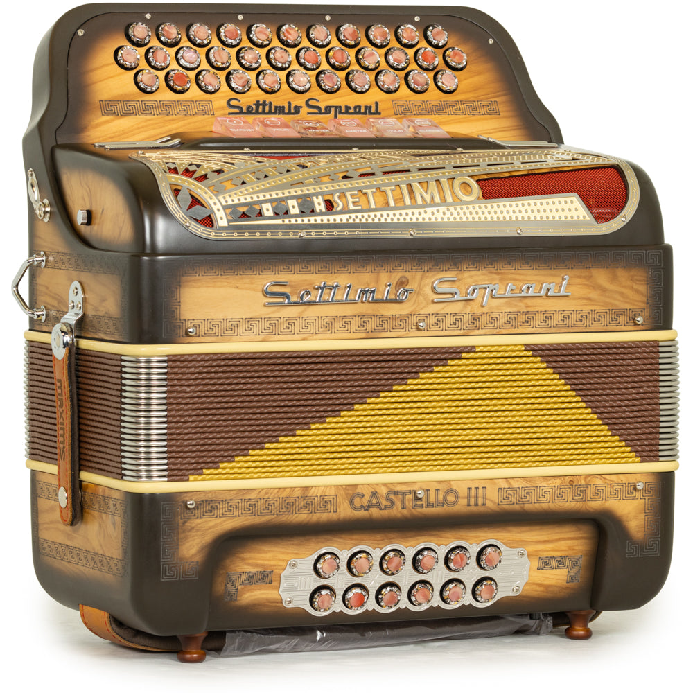 Settimio Soprani Castello III Acordeon 6 Registros Fa-Mi Madera Oscura Mate y Oro