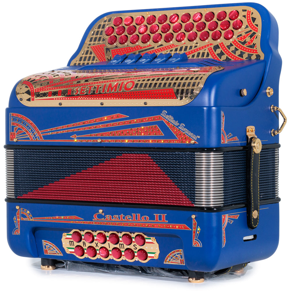 Settimio Soprani Castello II Acordeon 5 Registros Sol Matte Azul y Rojo