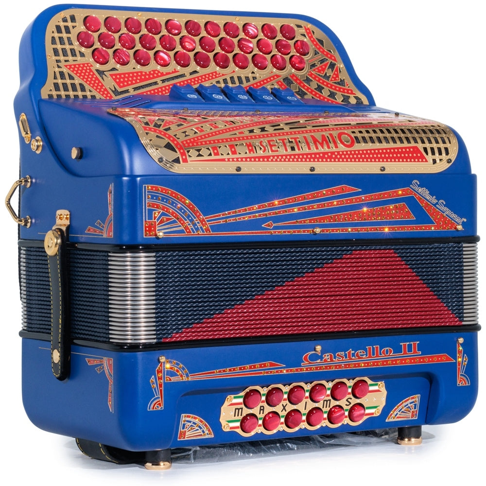 Settimio Soprani Castello II Acordeon 5 Registros Sol Matte Azul y Rojo