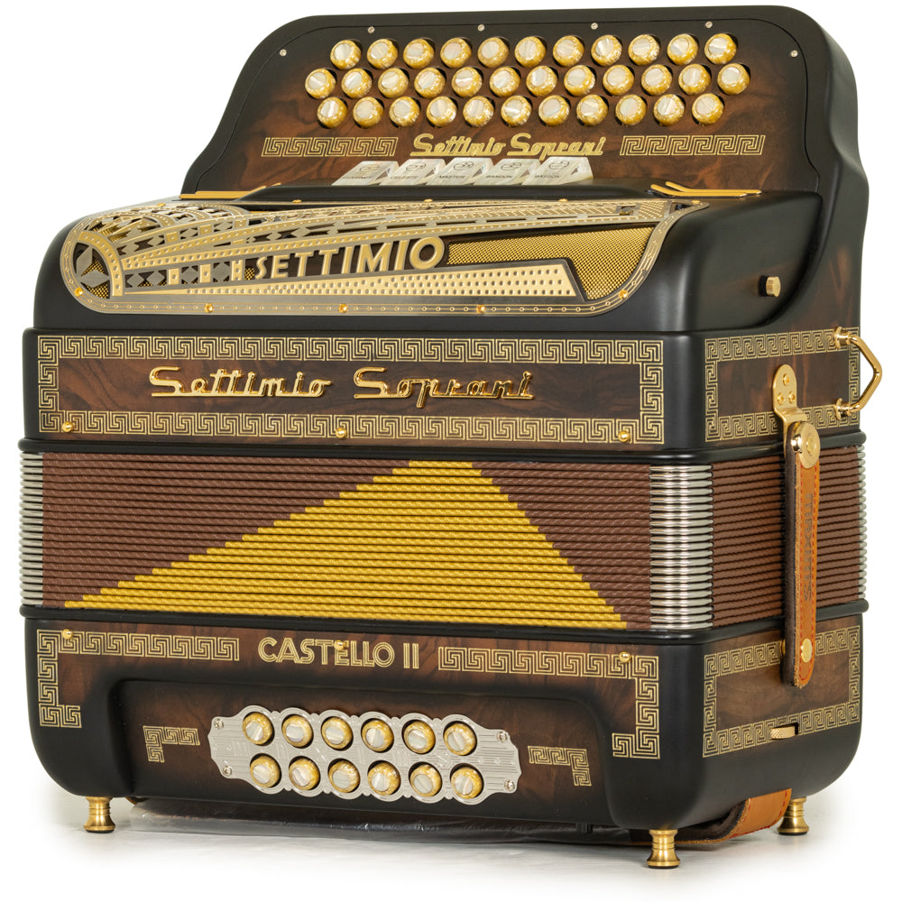 Settimio Soprani Castello II Acordeon 5 Registros Sol Madera Oscura Mate y Oro