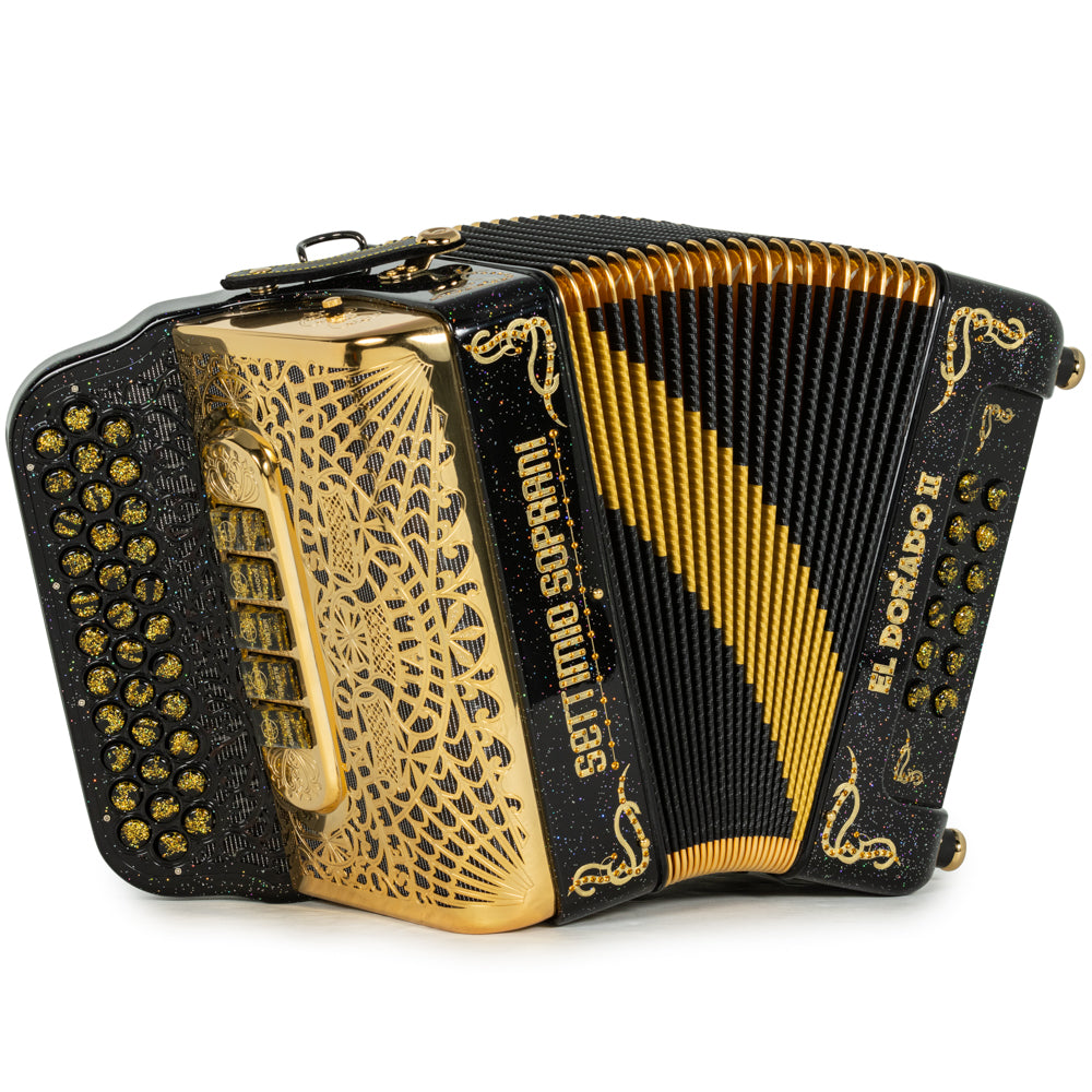 Settimio Soprani El Dorado II Acordeón 5 Registros Fa Negro con Dorado