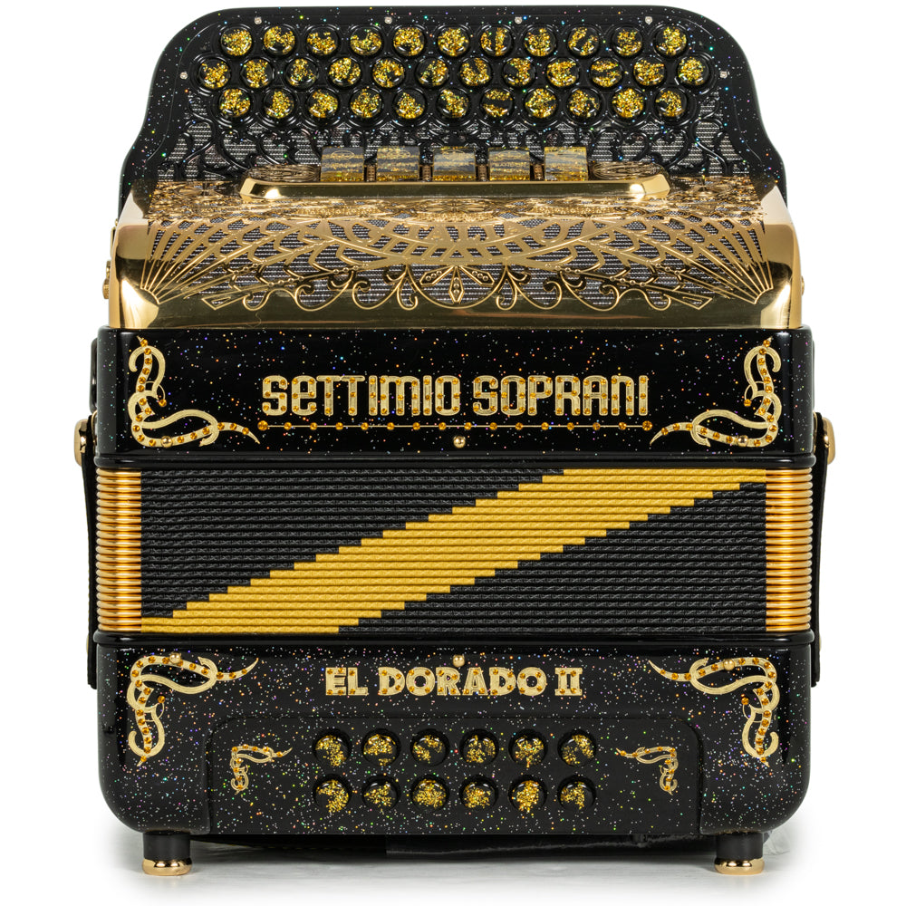 Settimio Soprani El Dorado II Acordeón 5 Registros Fa Negro con Dorado
