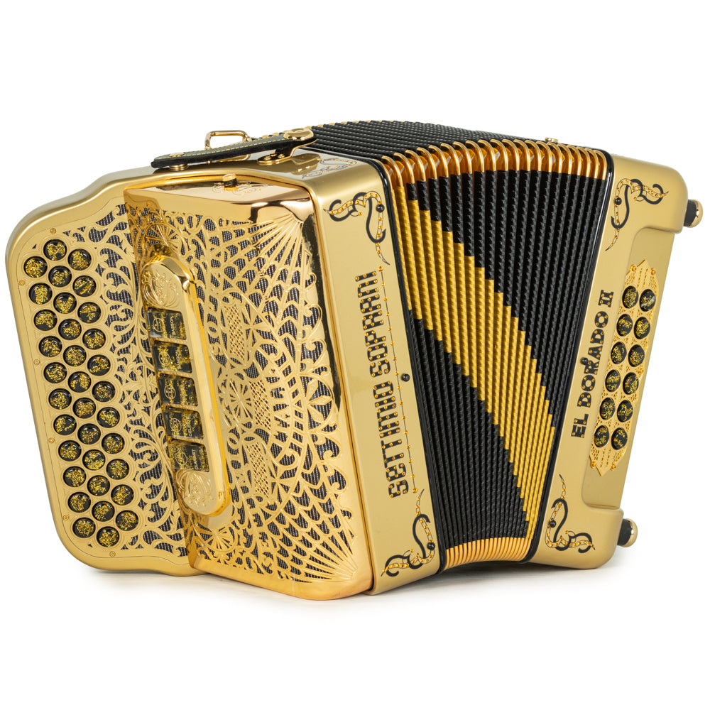 Settimio Soprani El Dorado II Acordeon 5 Registros Mi Oro y Negro