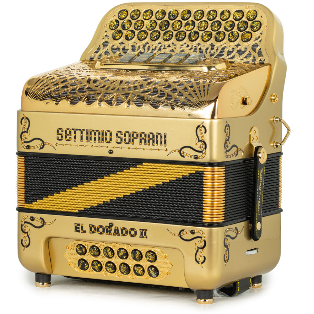 Settimio Soprani El Dorado II Acordeon 5 Registros Mi Oro y Negro