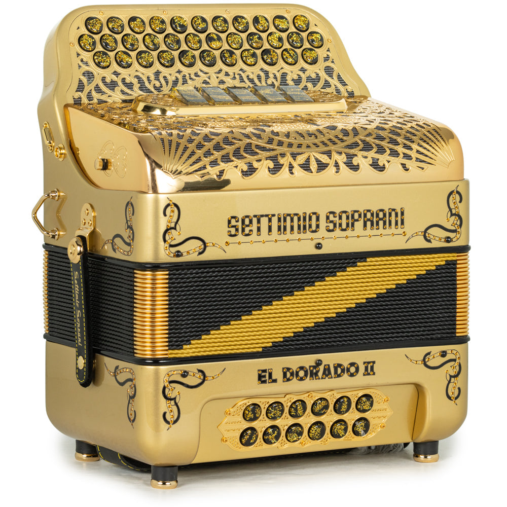 Settimio Soprani El Dorado II Acordeon 5 Registros Mi Oro y Negro