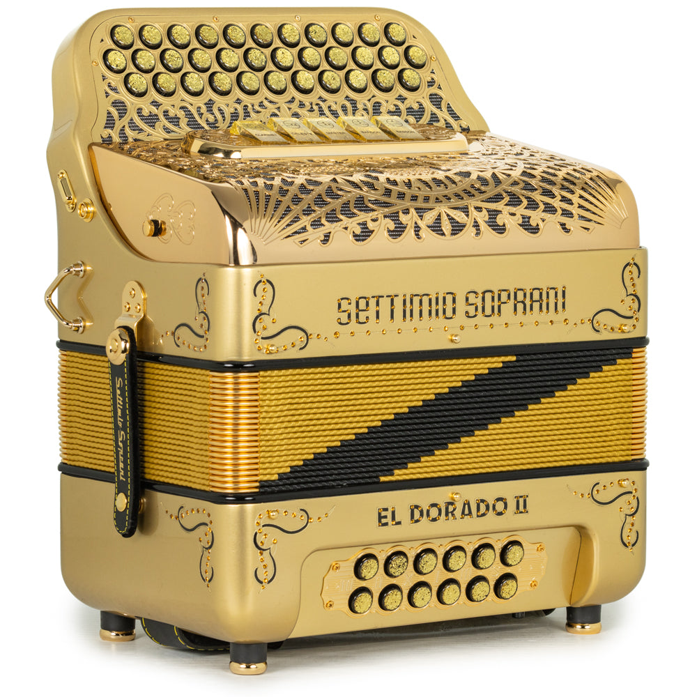 Settimio Soprani El Dorado II Acordeon 5 Registros Fa Oro y Negro