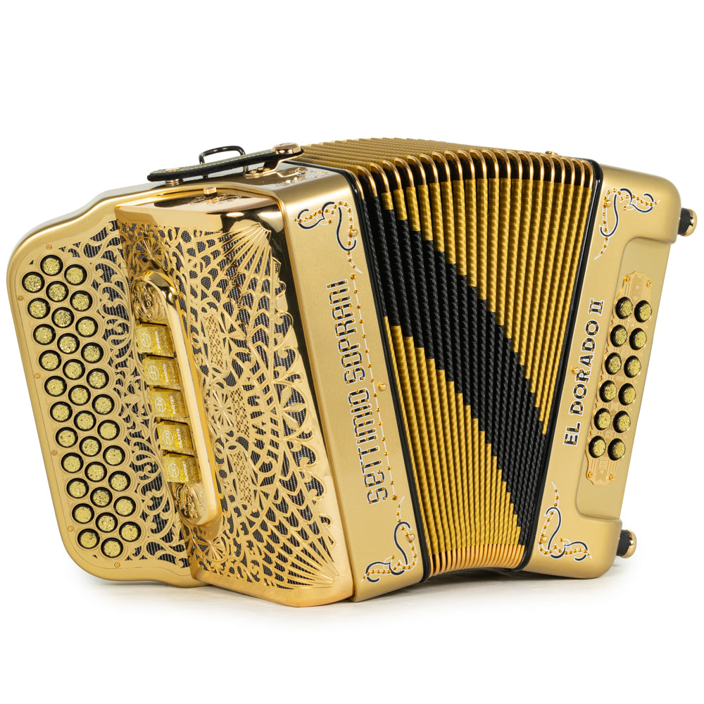 Settimio Soprani El Dorado II Acordeón 5 Registros Sol Dorado con Negro