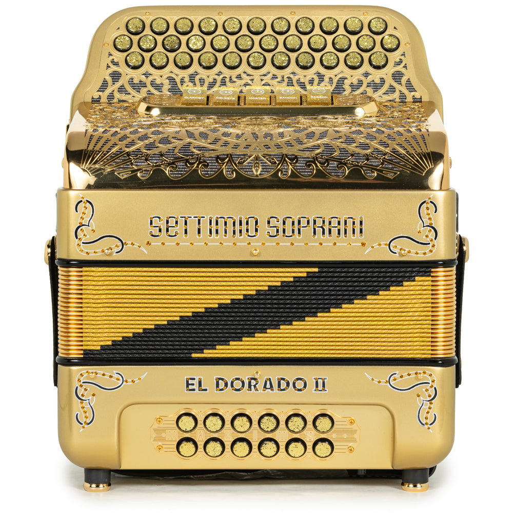 Settimio Soprani El Dorado II Acordeón 5 Registros Sol Dorado con Negro