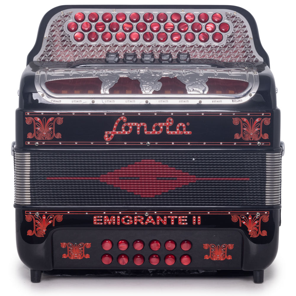 Sonola Emigrante II Accordion 5 Switch EAD Black with Red-accordion-Sonola- Hermes Music