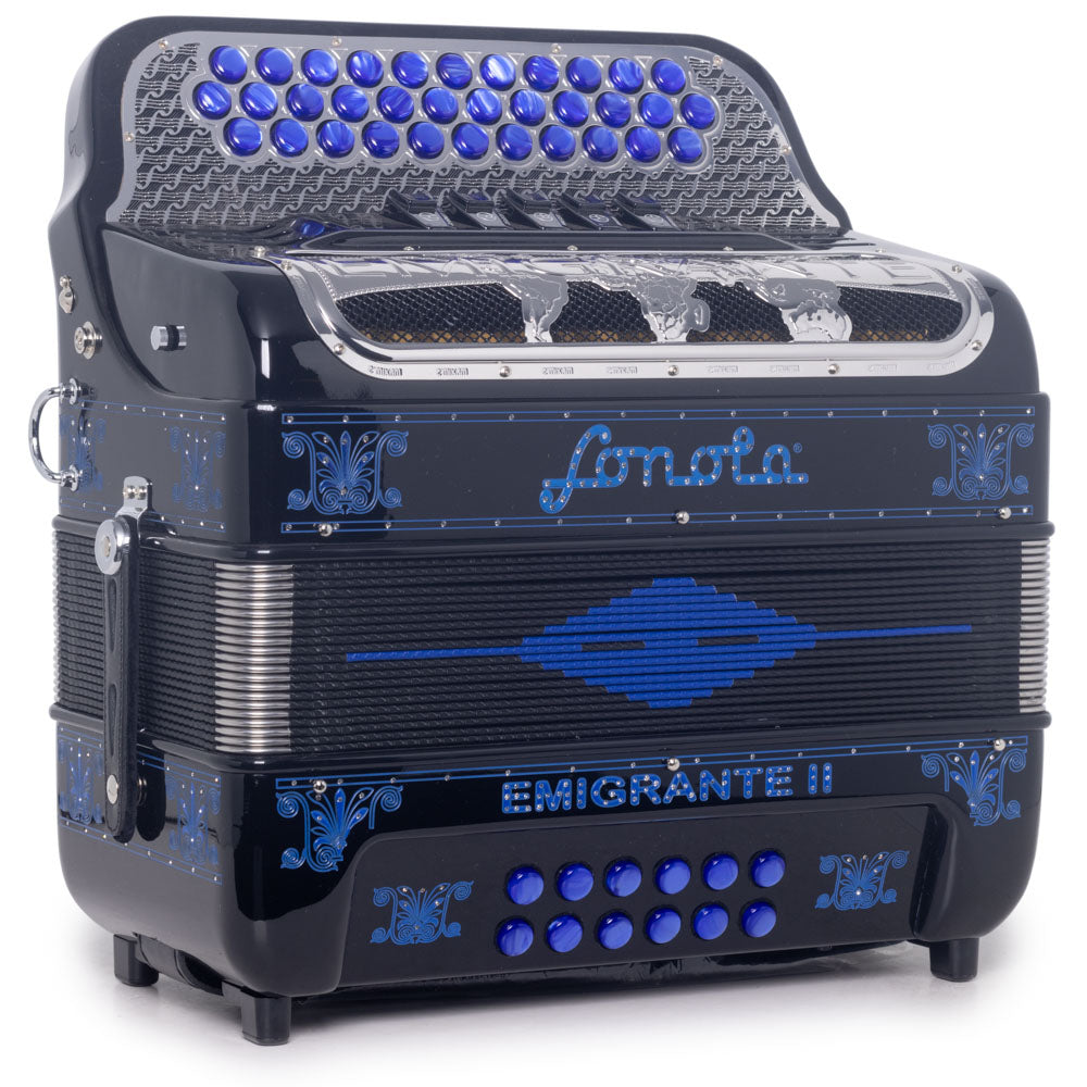 Sonola Emigrante II Accordion 5 Switch FBE Black with Blue-accordion-Sonola- Hermes Music